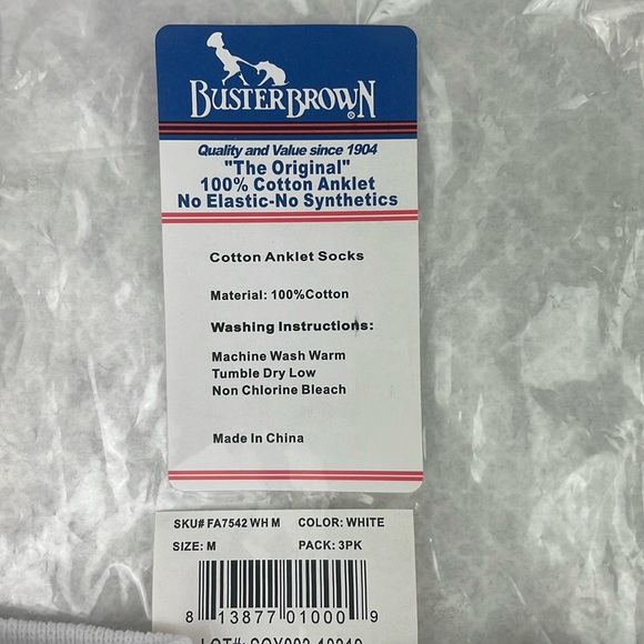 NWT Buster Brown 100% Cotton 3 Pair Anklet Socks - Size Medium (7.5-9) - Picture 3 of 5